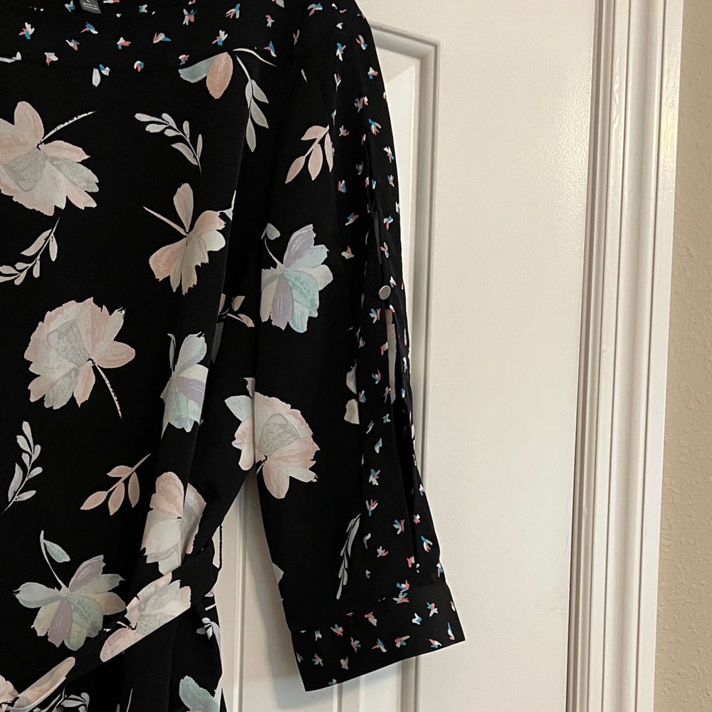 The Limited Black Floral Tie-Front Blouse with Pastel Blooms - Picture 4 of 8